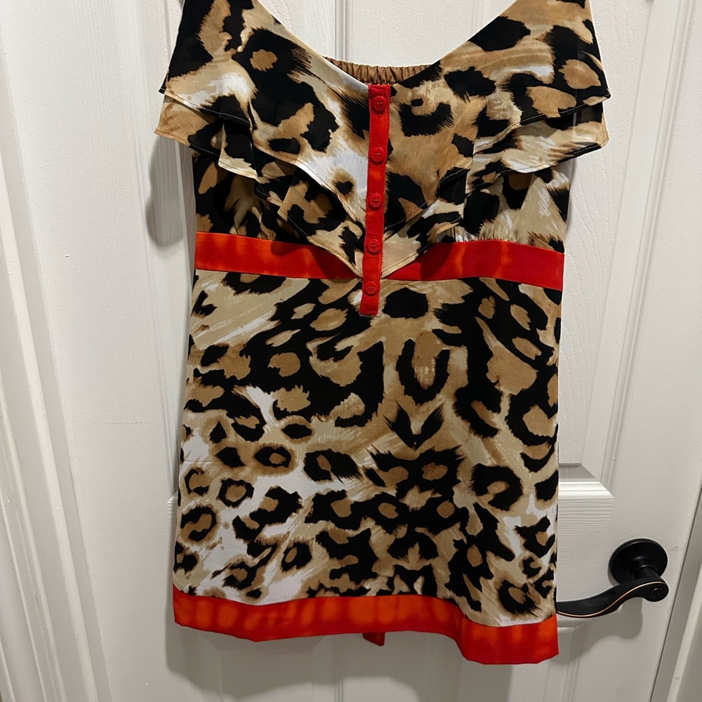 Leopard Print Tank with Orange Accents